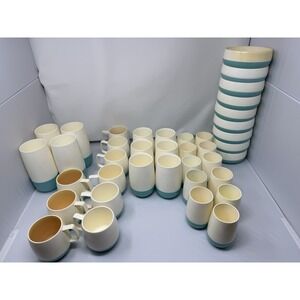 HUGE Vintage Vacron Bopp Decker Turquoise Plastic Bowls & Cup Lot- Retro Kitchen